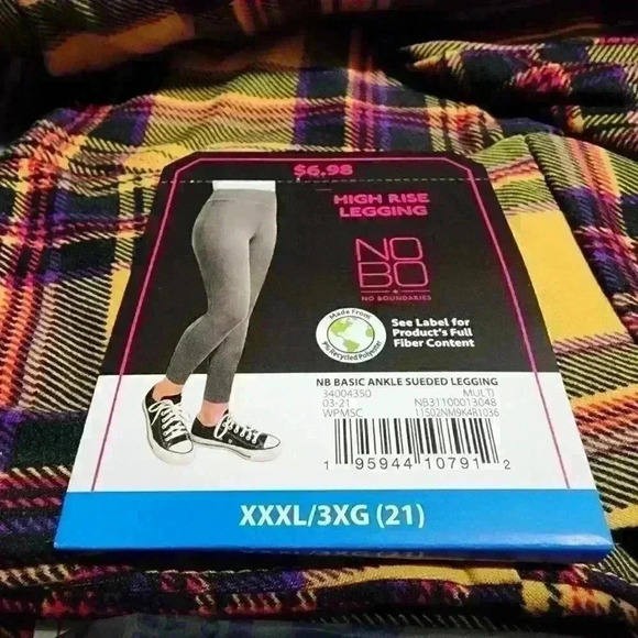No Boundaries Juniors Sueded Ankle Legging High Rise XL, XXXL Autumn Plaid Print - Picture 6 of 6